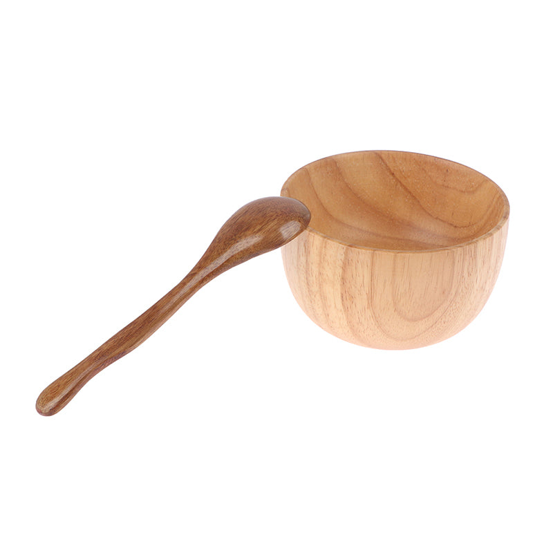 wooden facial mask bowl and spoon set, view 8 - MRSLM