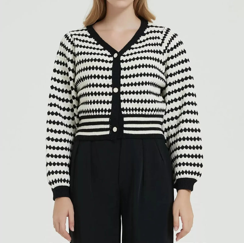 Vintage stripe knit cardigan, view 2 - MRSLM
