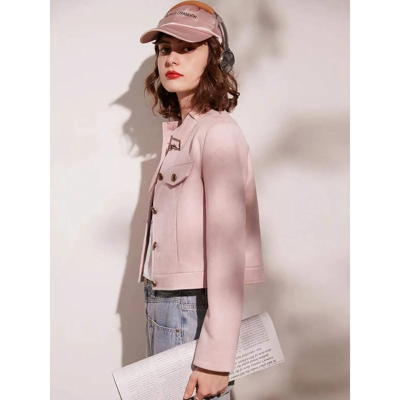 adjustable stand collar short jacket, view 4 - MRSLM