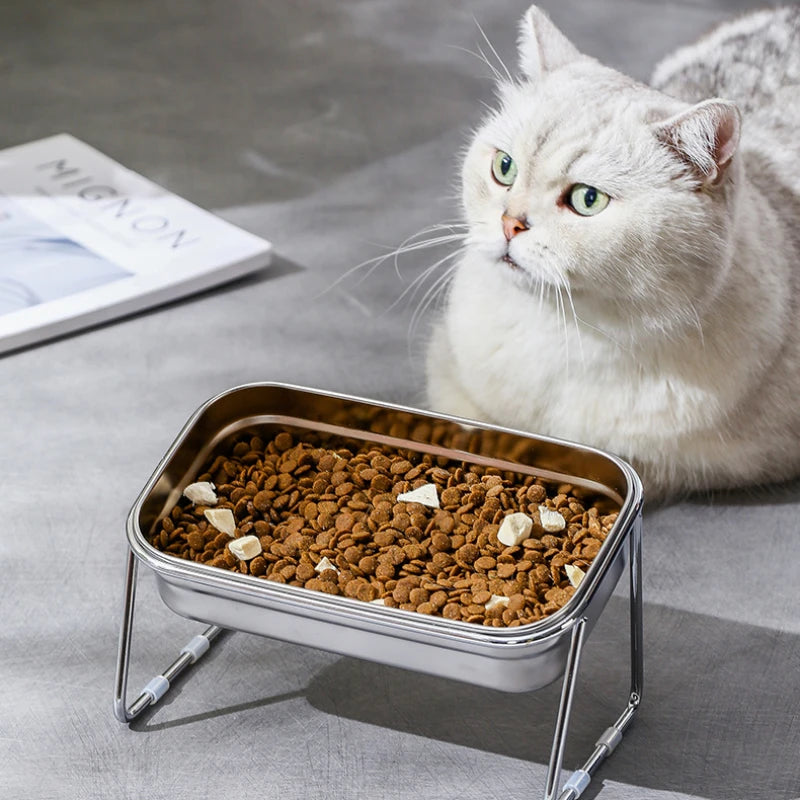 stainless steel elevated pet food bowl, view 3 - MRSLM