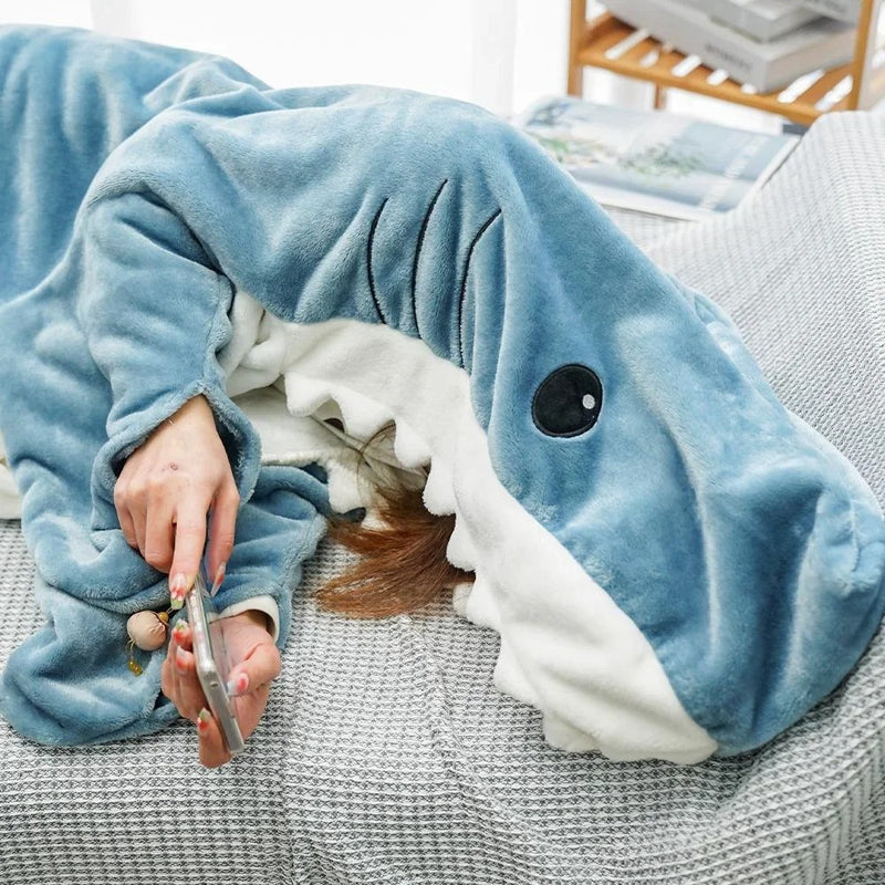 shark sleeping bag pajamas and shawl, view 6 - MRSLM