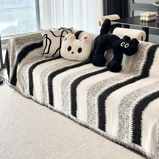 Striped chenille sofa cover throw - MRSLM