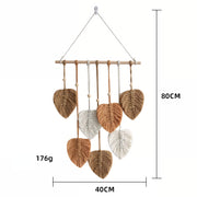 handwoven cotton rope leaf wall tapestry, view 2 - MRSLM