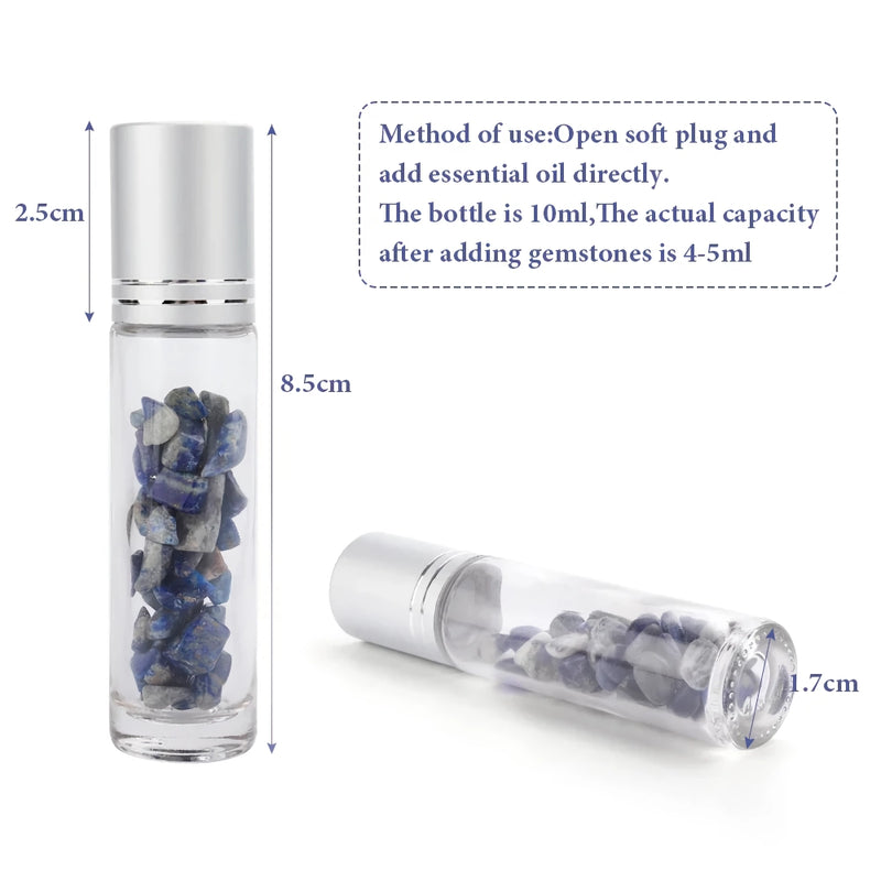 gemstone essential oil roller bottles, view 7 - MRSLM