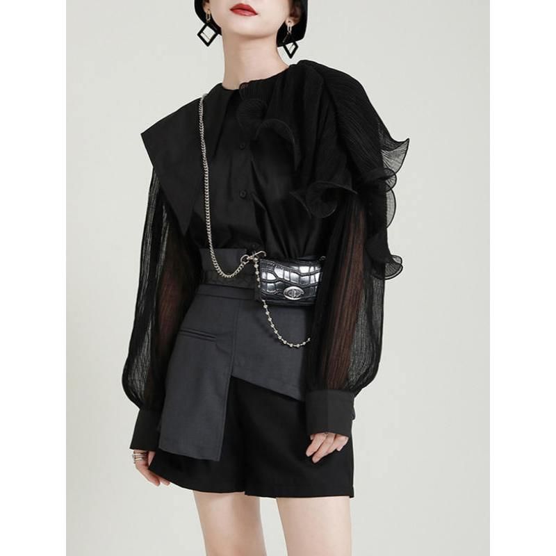 green pleated belted blouse, view 10 - MRSLM