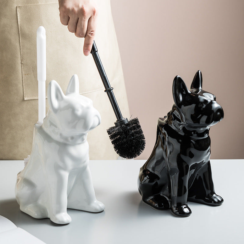 Dog shape toilet brush with ceramic base - MRSLM