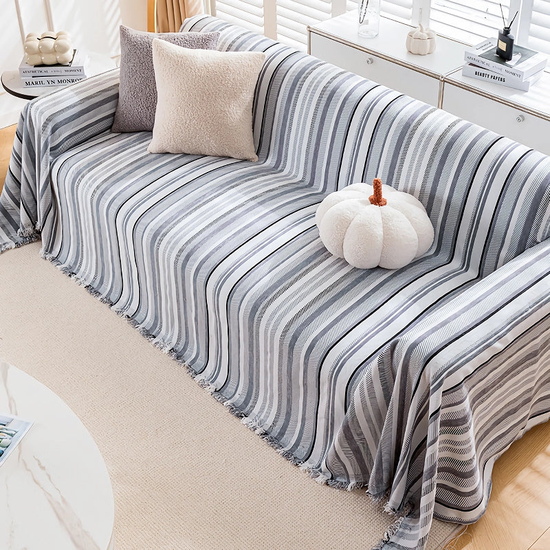 striped chenille sofa cover, view 5 - MRSLM