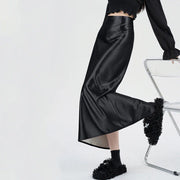high waist satin maxi skirt, view 7 - MRSLM