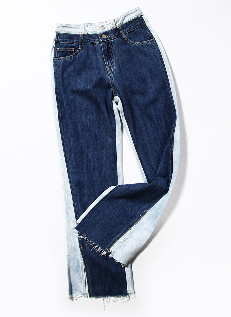 Two-tone patchwork wide-leg jeans, view 10 - MRSLM