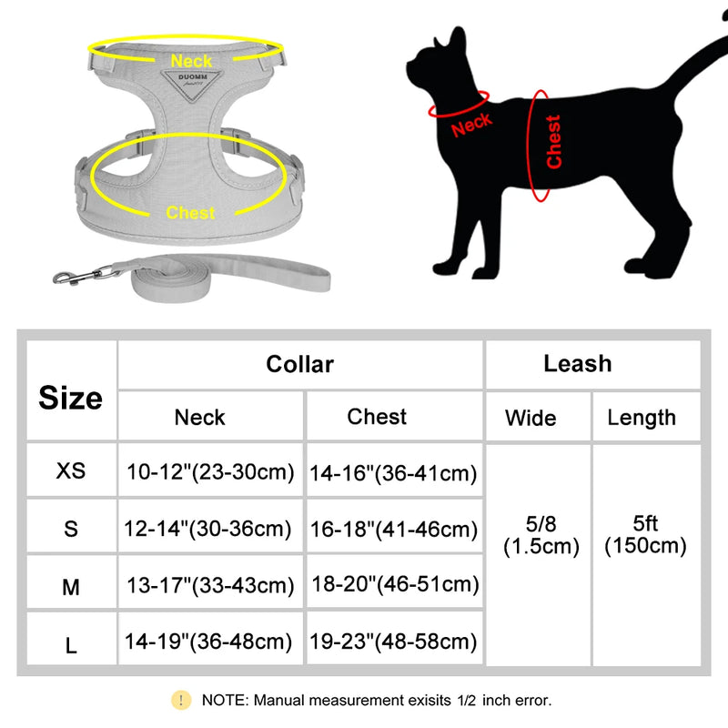 nylon mesh dog and cat harness leash set, view 11 - MRSLM