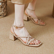 square heel leather sandals - MRSLM