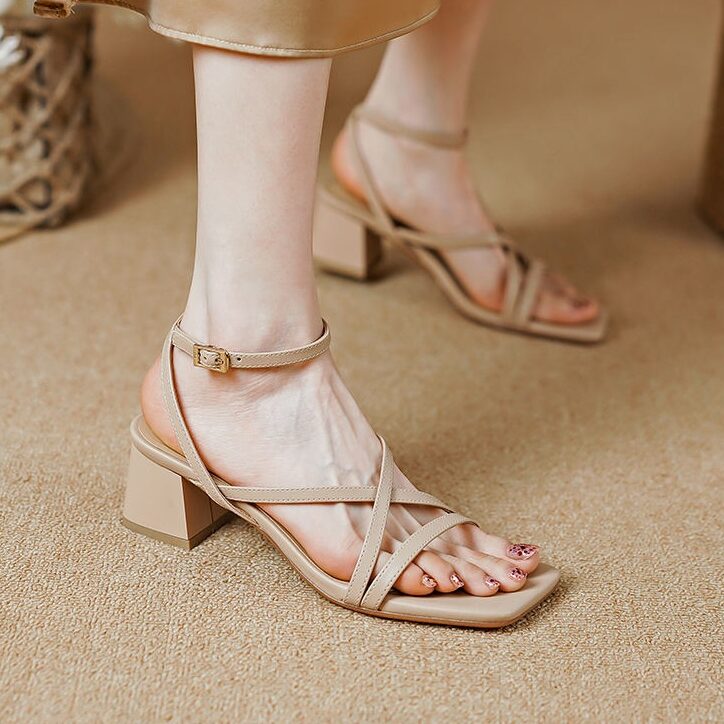 square heel leather sandals - MRSLM
