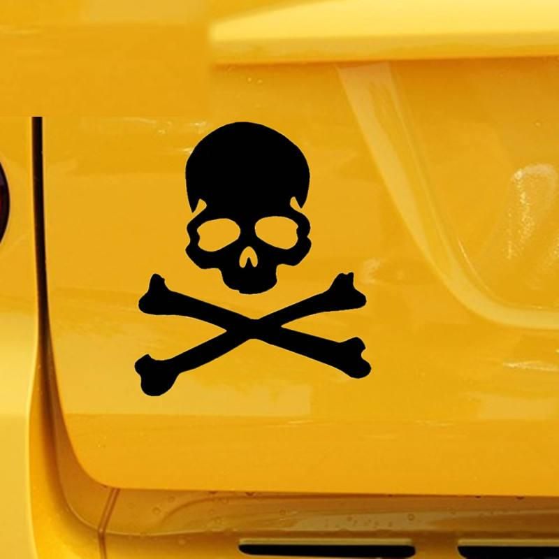 Reflective skull and crossbones car sticker, view 7 - MRSLM