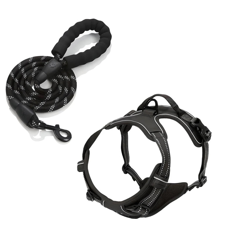 reflective dog harness and leash set, view 20 - MRSLM