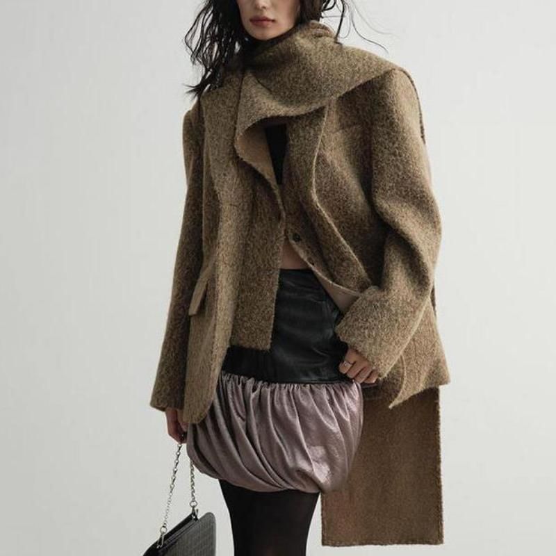 textured blazer with scarf collar - MRSLM
