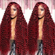 wine red curly hair wig - MRSLM