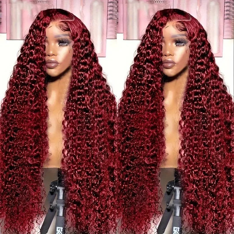 wine red curly hair wig - MRSLM