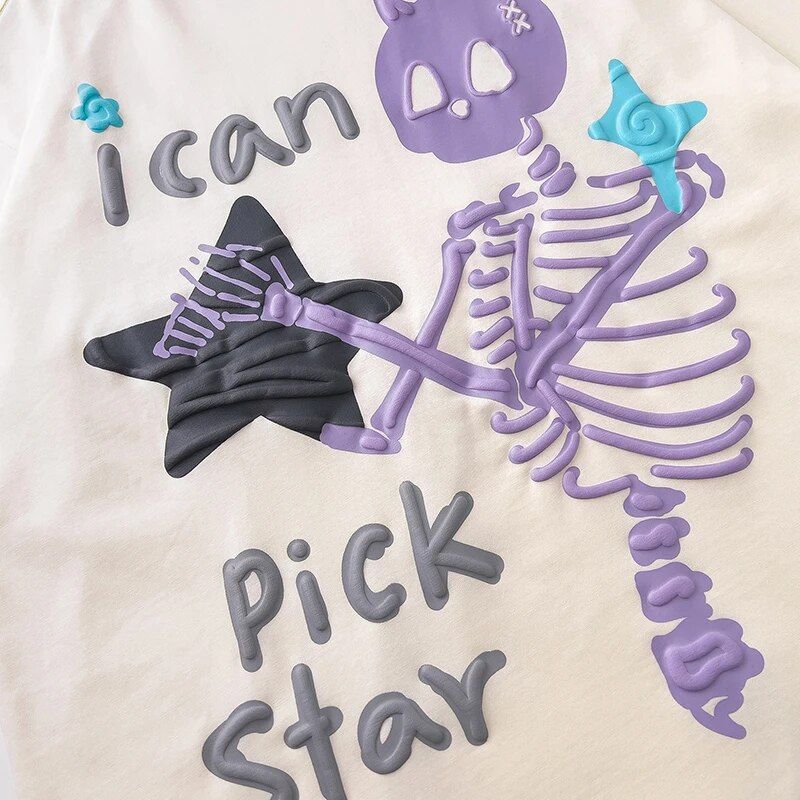 Skull skeleton star graphic t-shirt, view 11 - MRSLM
