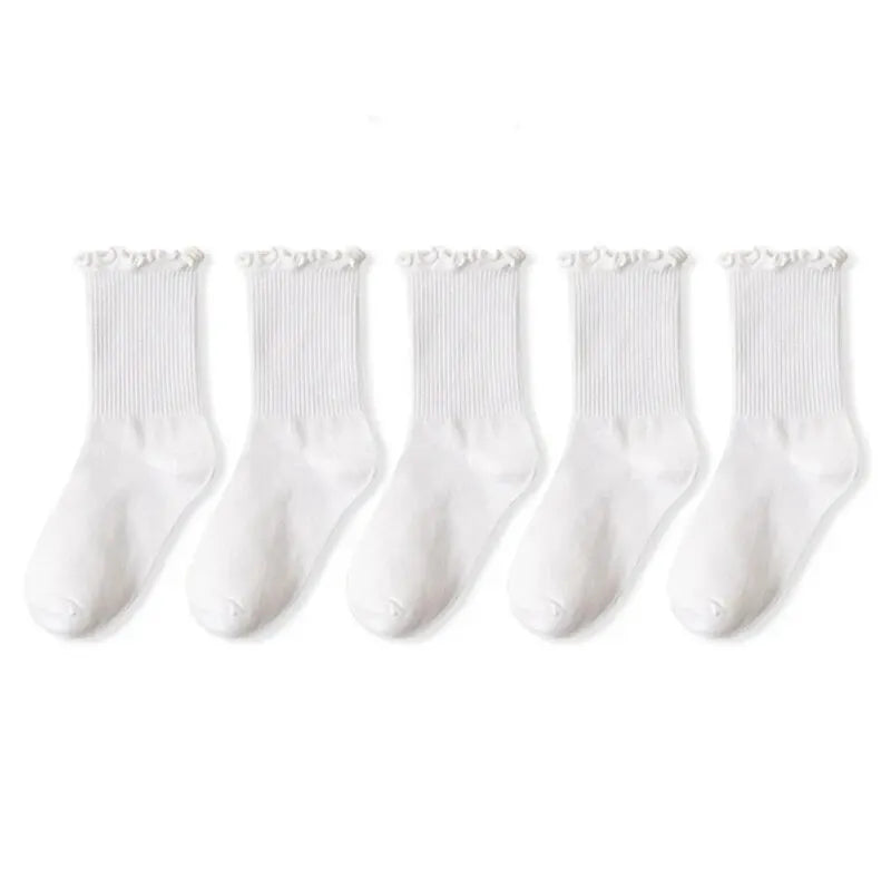 women's ruffle ankle socks 5 pairs, view 3 - MRSLM