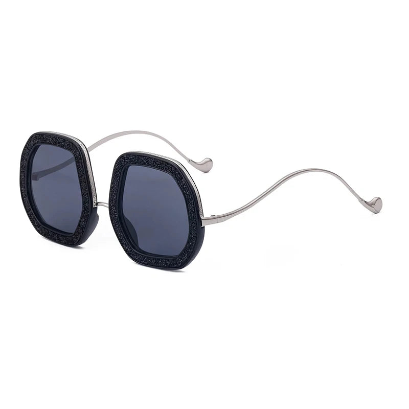 oversized diamond polygon sunglasses, view 6 - MRSLM