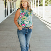 women's ruffle sleeve floral vest top - MRSLM