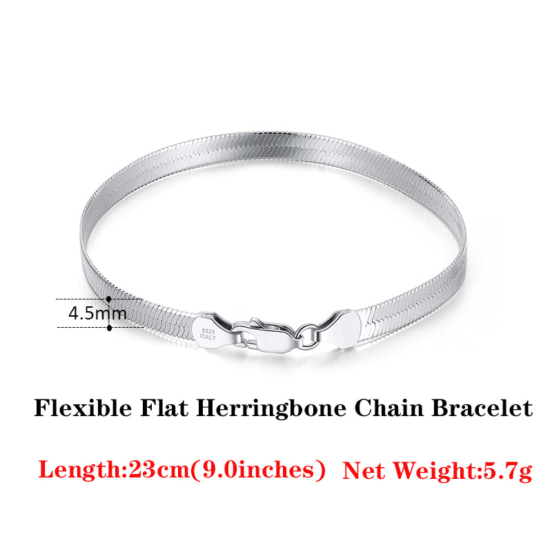 s925 silver flat snake bracelet, view 13 - MRSLM