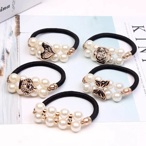 pearl floral elastic hair bands - MRSLM