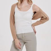 long sleeve knit crop top cardigan - MRSLM