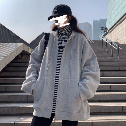 Hoodie Coat Autumn Design Sense Niche Loose Slimming Casual Petite Top