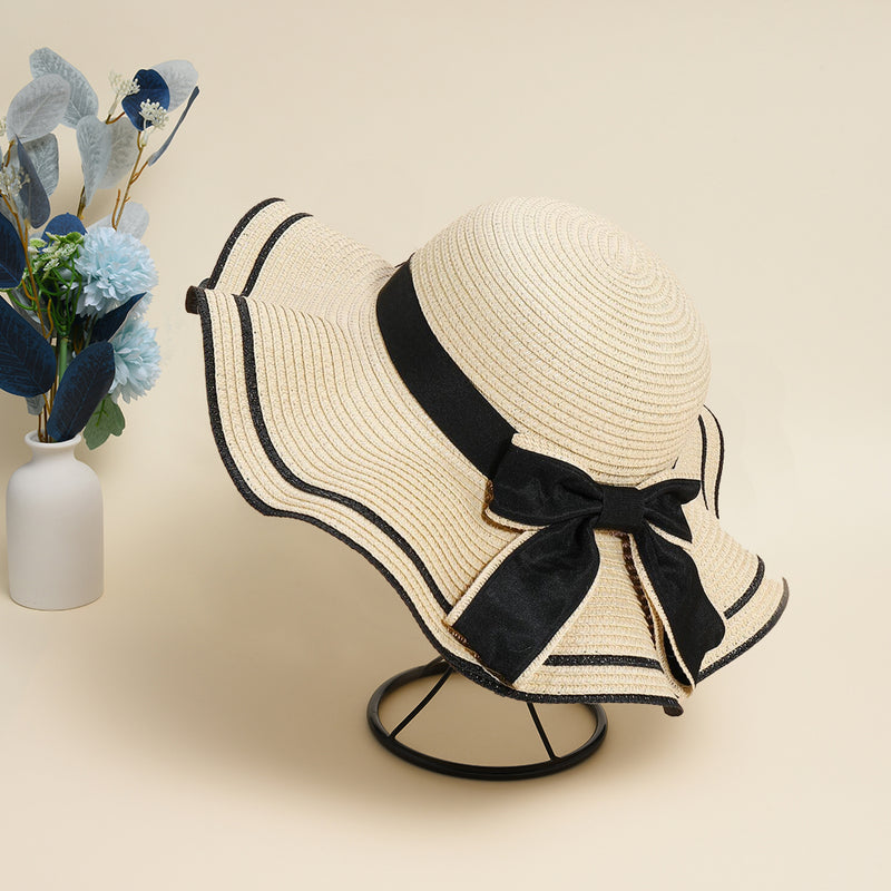 bowknot straw sun hat, view 4 - MRSLM