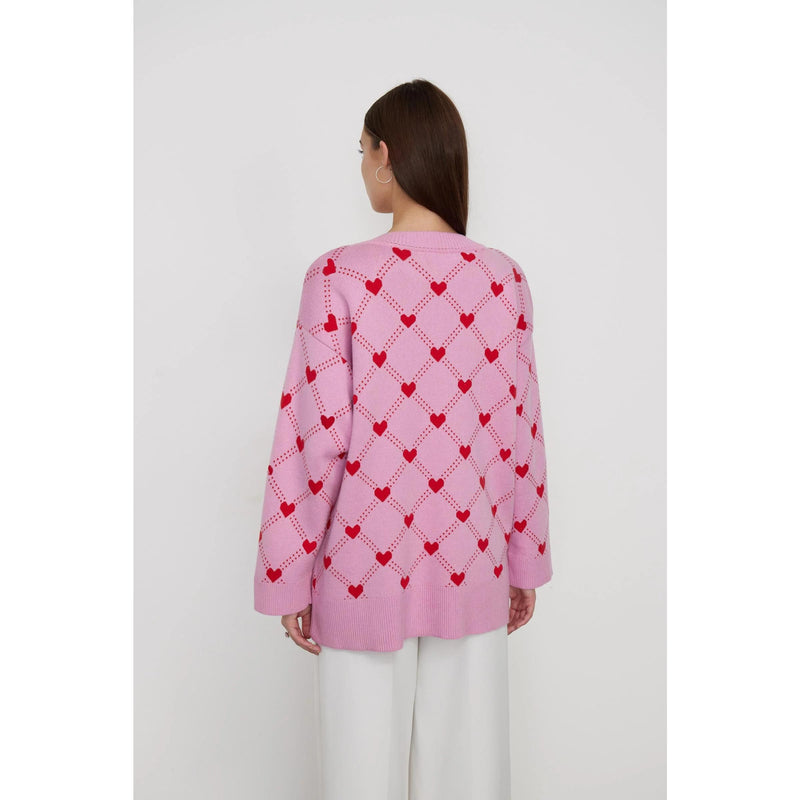 Heart print knitted cardigan, view 8 - MRSLM