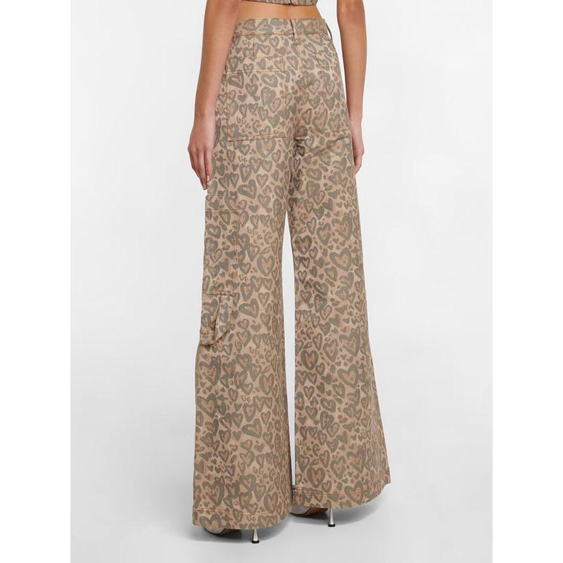 leopard patchwork wide-leg jeans, view 8 - MRSLM