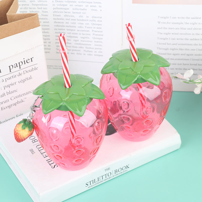 cartoon strawberry straw cup, view 8 - MRSLM