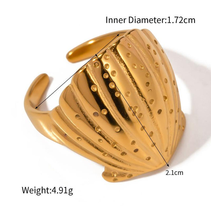 Elegant 18K Gold Hammered Stainless Steel Ring