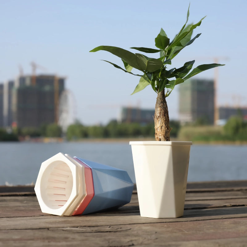 self watering resin flower pot, view 6 - MRSLM