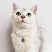 pearl pet collar with rhinestone charm, view 11 - MRSLM