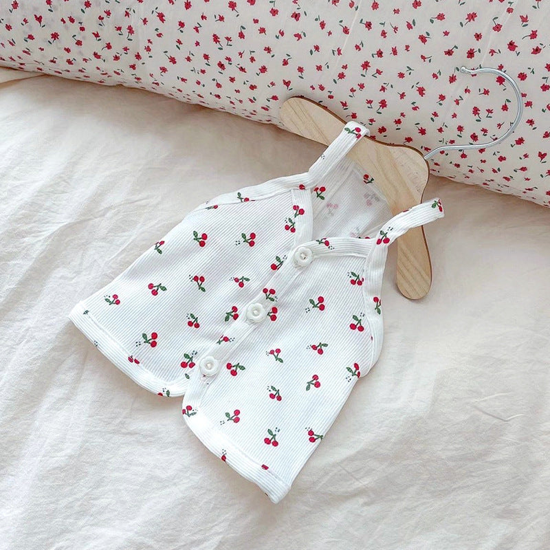 cherry print dog vest, view 3 - MRSLM
