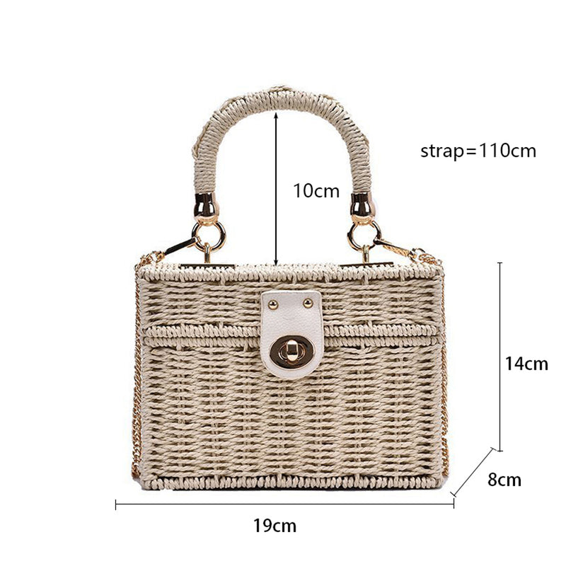 box straw beach bag, view 11 - MRSLM