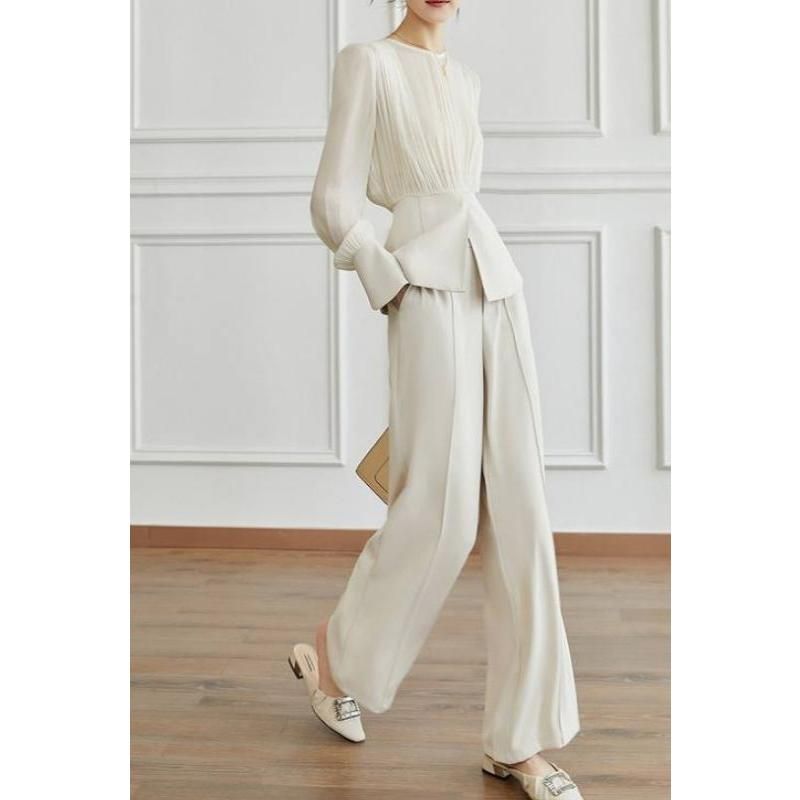 Long sleeve top and wide leg pants set, view 5 - MRSLM