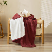 classic waffle plaid cotton knitted throw blanket, view 4 - MRSLM