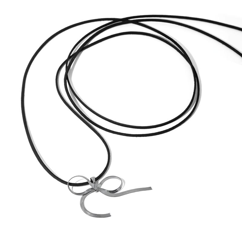 bowknot snake bone chain necklace, view 3 - MRSLM