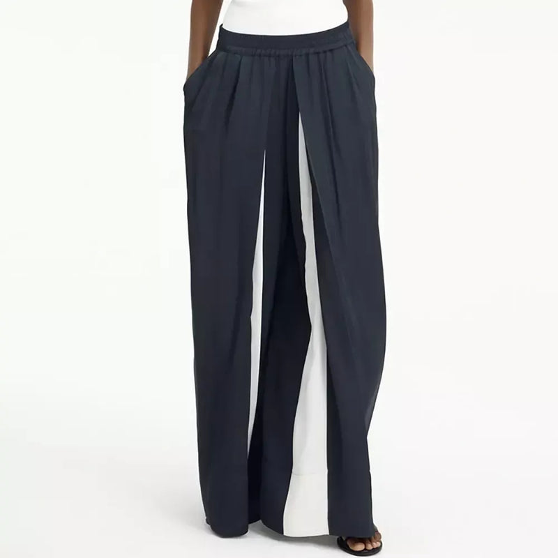 high-waist wide-leg patchwork pants, view 2 - MRSLM