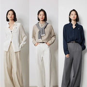 long sleeve linen blouse with embroidery - MRSLM