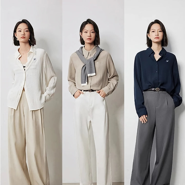 long sleeve linen blouse with embroidery - MRSLM