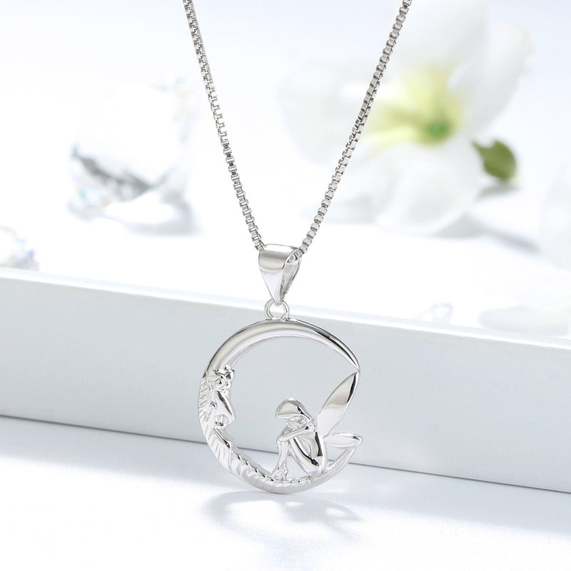 S925 silver angel pendant necklace, view 4 - MRSLM