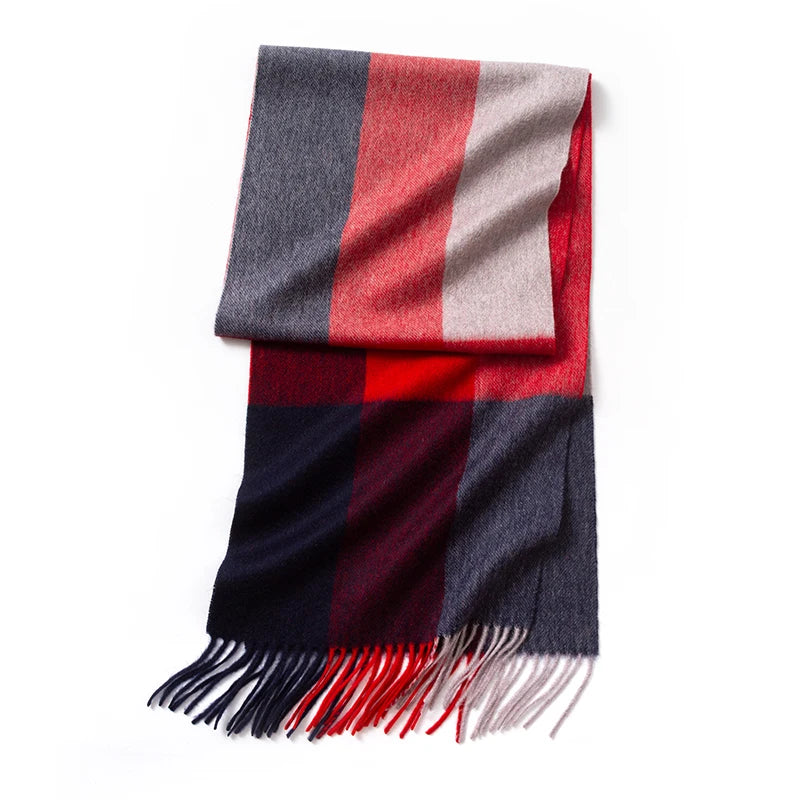 plaid cashmere scarf with tassels, view 9 - MRSLM