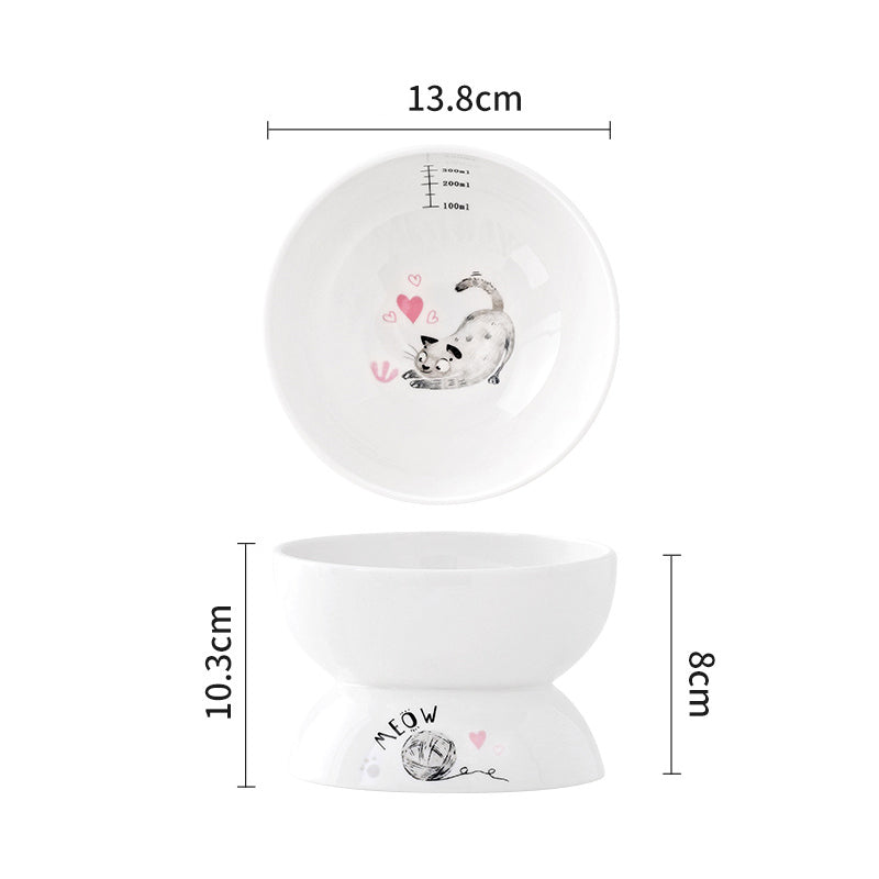 elevated ceramic cat bowl, view 4 - MRSLM
