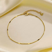 Gold minimalist anklet with charm, view 4 - MRSLM