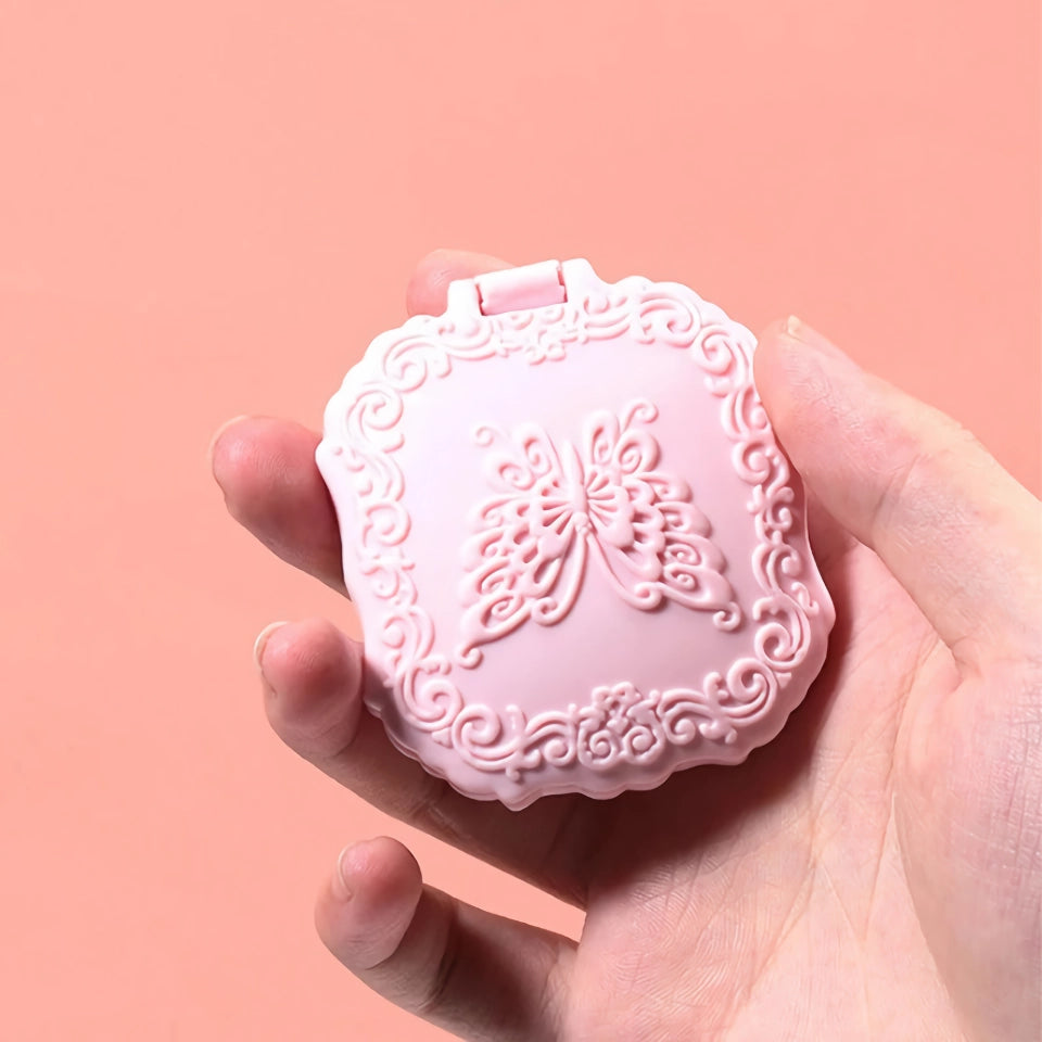 Vintage Butterfly Folding Makeup Mirror - Compact & Cute