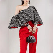 off-shoulder butterfly sleeve printed blouse - MRSLM